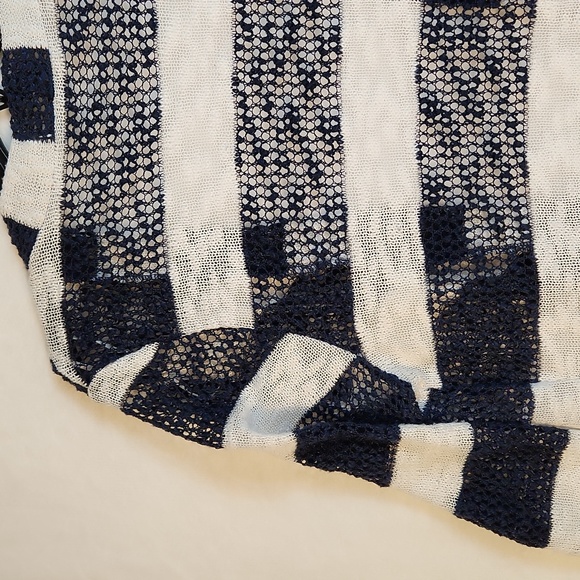 Retro Threads Women's Open-Front Cardigan Blue White Stripes Knit Size Large - Picture 9 of 9